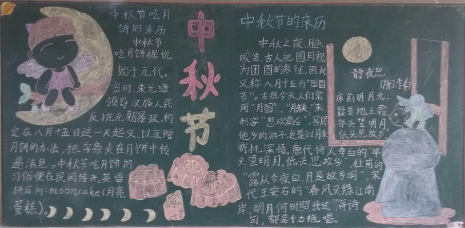 2021年中秋节精美黑板报
