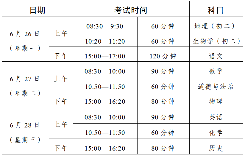 广东揭阳2024中考时间