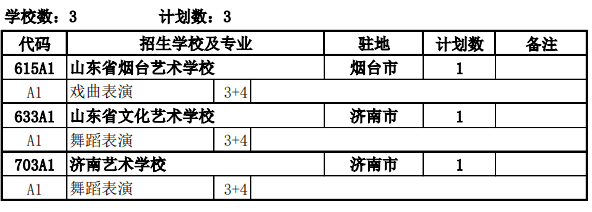 莱芜区、钢城区2021年3+4艺术本科招生来源计划