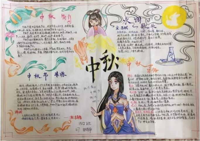 2021中秋节小学生精美手抄报