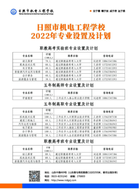 2022日照市机电工程学校秋季招生简章