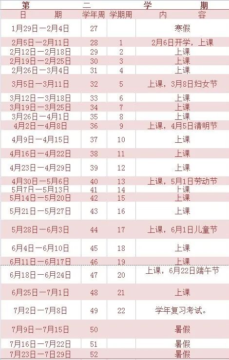 2022-2023年韶关中小学校历 寒暑假放假时间
