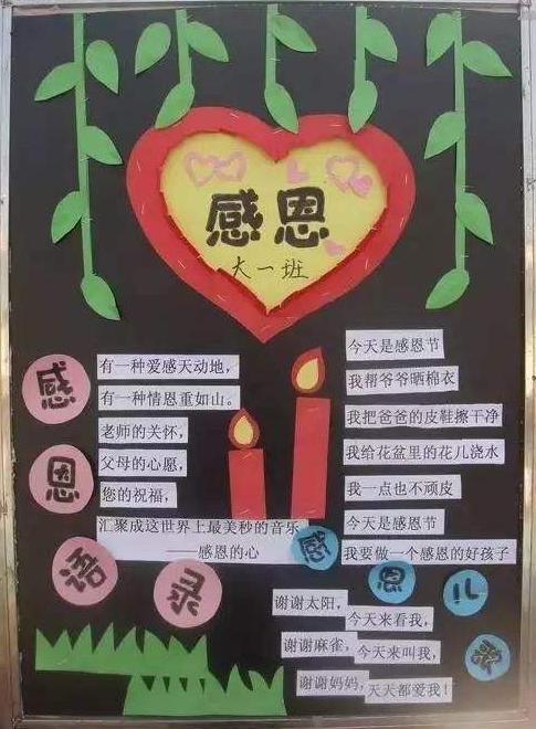 幼儿园感恩节主题墙