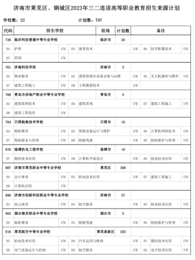2023年济南莱芜区、钢城区中考招生计划