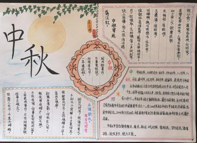 中秋节手抄报简单漂亮2022