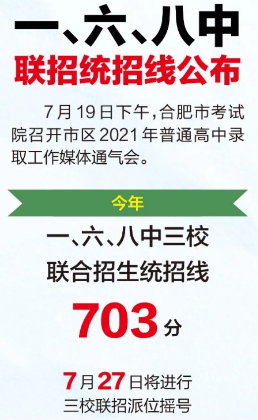 合肥一六八中学三校联招分数线