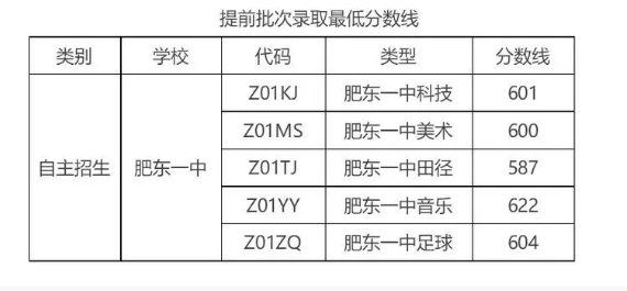 2022合肥肥东县中考各高中录取分数线公布