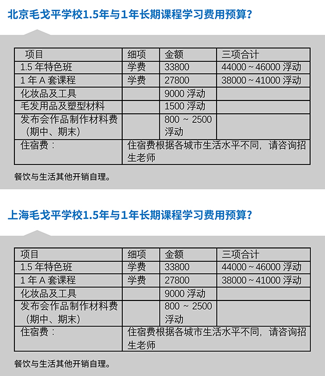 化妆学校正规学校学费一览表