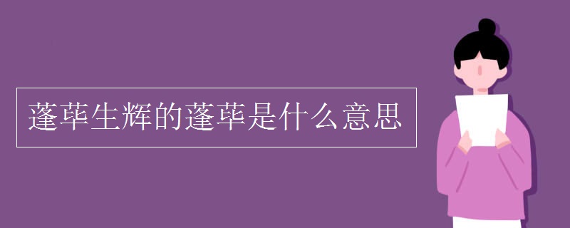 蓬荜生辉的蓬荜是什么意思