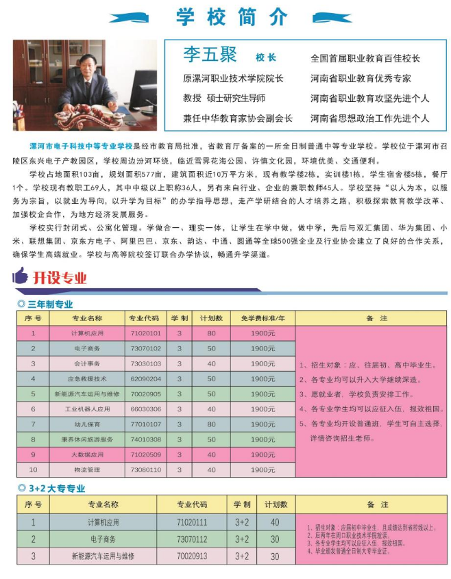 漯河市电子科技中等专业学校招生章程