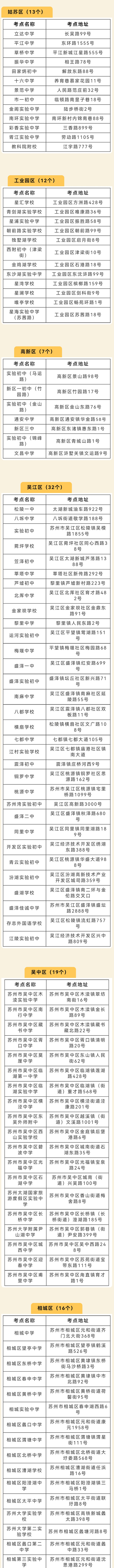 2023苏州中考考场考点设置