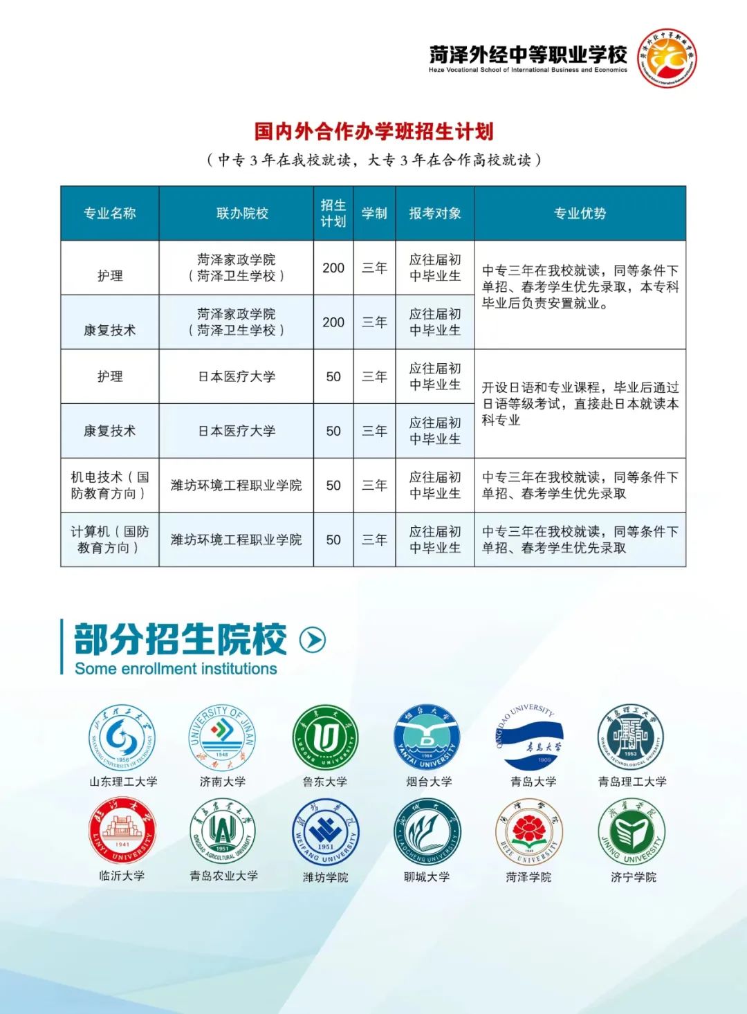 2024菏泽市牡丹区外经中等职业学校招生简章