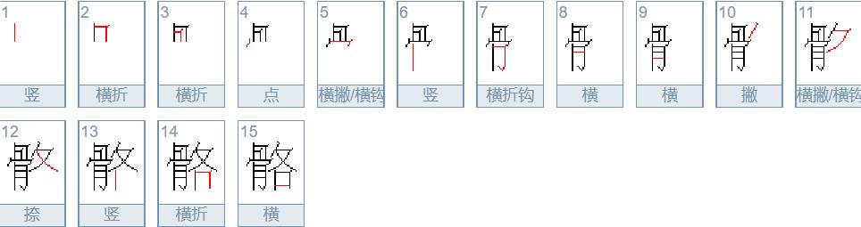 骼的笔顺是多少