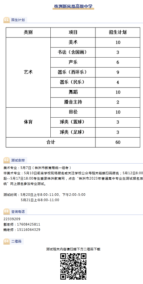 2023年株洲新凤凰高级中学中考招生计划公布