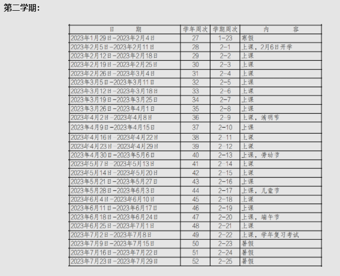 珠海中小学2022-2023学年校历 最新寒假放假时间
