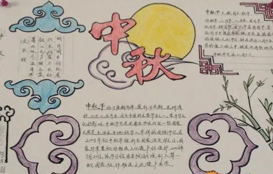 中秋节小学生精美手抄报简笔画