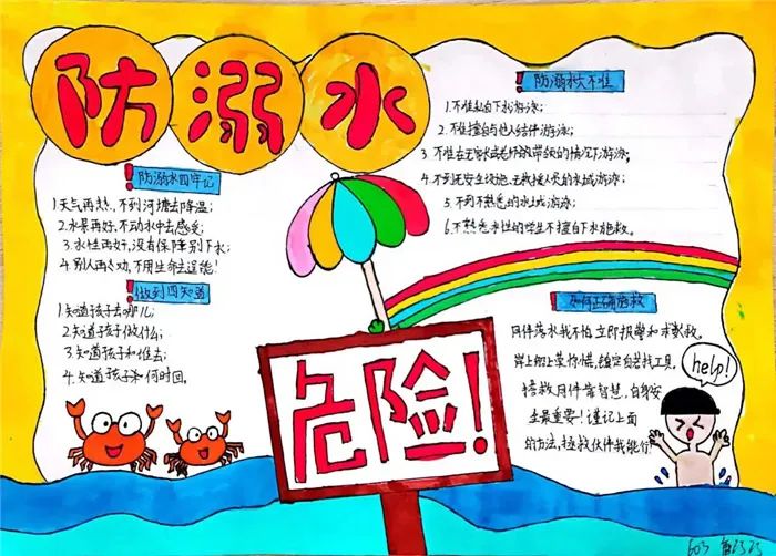 防溺水手抄报模板可打印无水印
