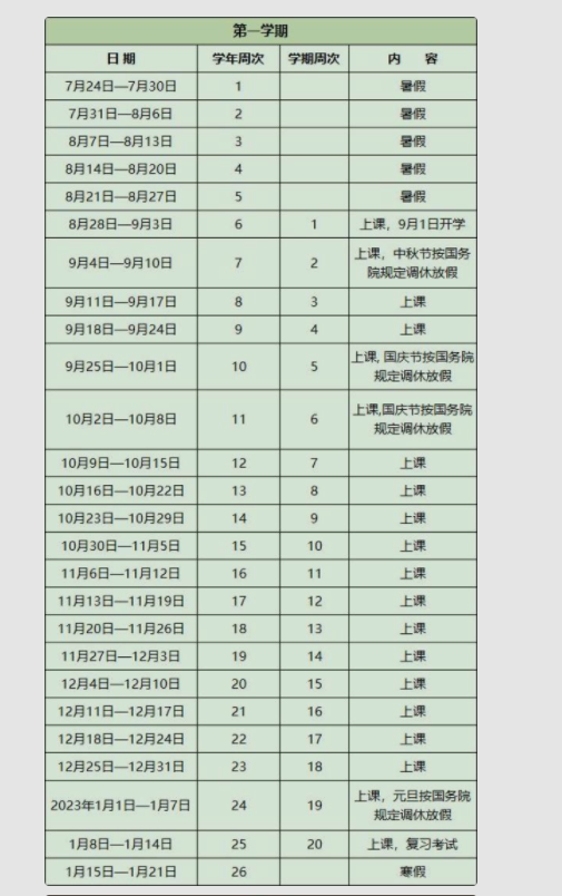 东莞中小学2022-2023学年校历 最新寒假放假时间