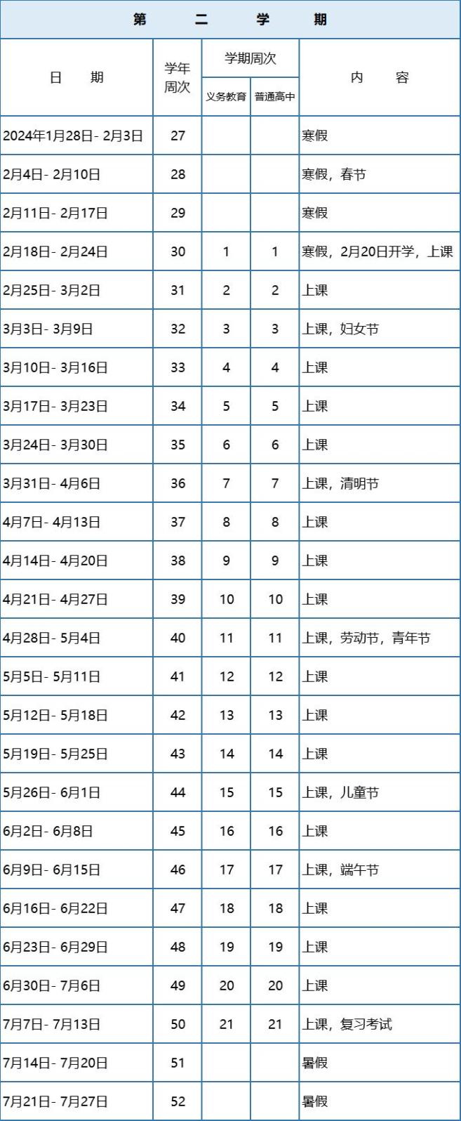 2024学年佛山中小学校历 暑假放假时间