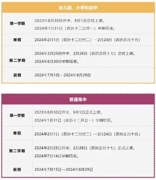 2023年莆田中小学开学时间表 具体几月几号开学