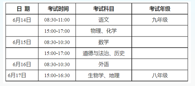 2024年蚌埠中考时间是几月几日