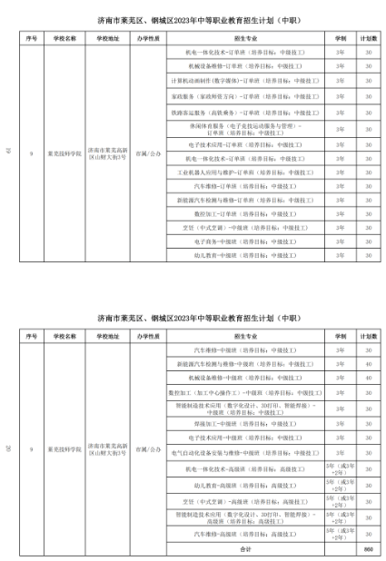 2023年济南莱芜区、钢城区中考招生计划