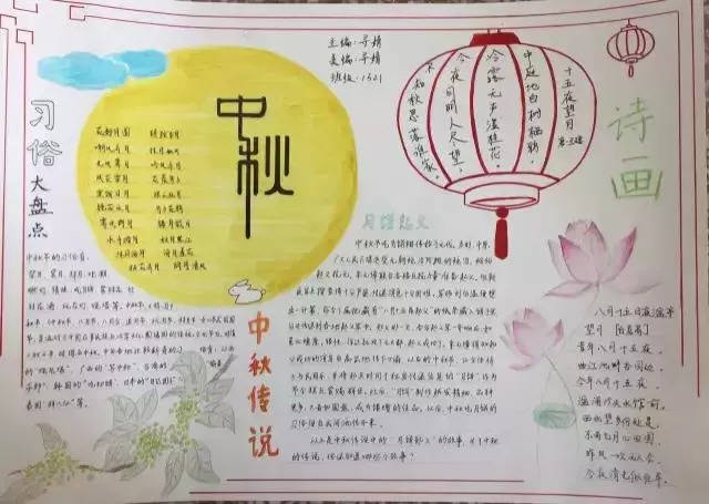 2021年中秋节初中生手抄报精选