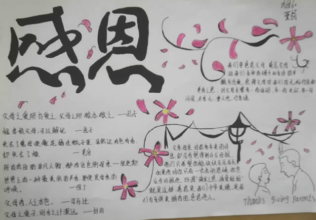 2021感恩节小学生精美手抄报
