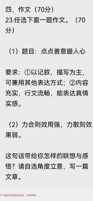 2023年大连中考语文作文题目