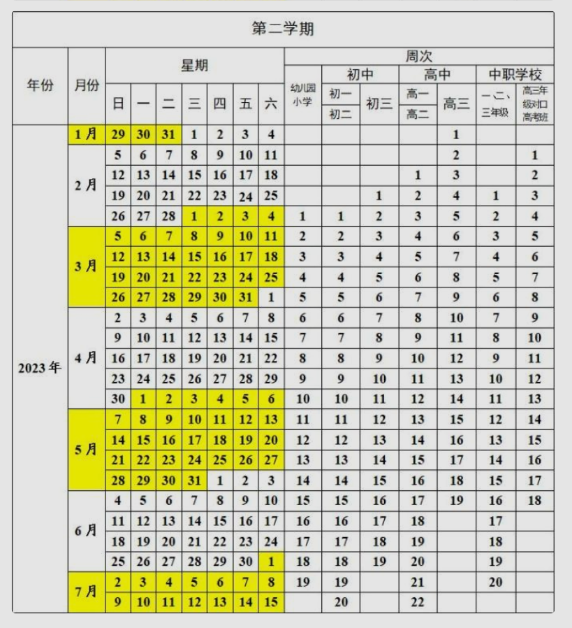 2022-2023年鄂尔多斯中小学校历 寒暑假放假时间