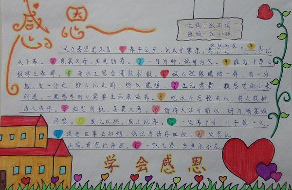 2021小学生感恩节手抄报简单