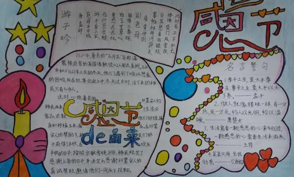 2022感恩节手抄报漂亮 它的节日美食是什么
