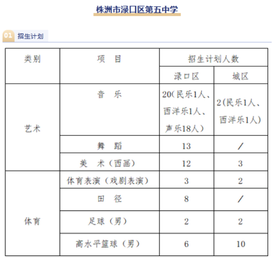2023年株洲渌口第五中学中考招生计划公布