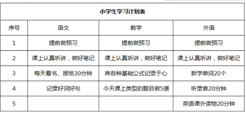 小学生一周计划表怎么做