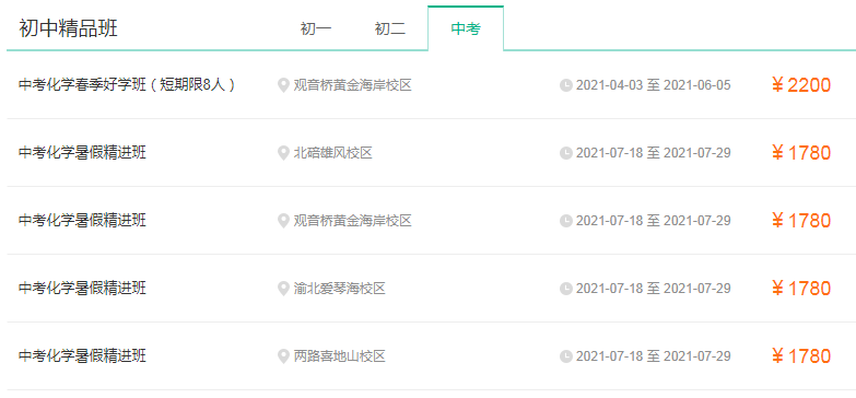 新东方初中化学收费标准