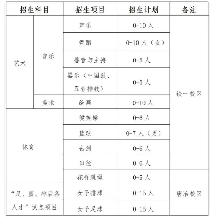 2024年济南中学中考艺体特长生招生计划
