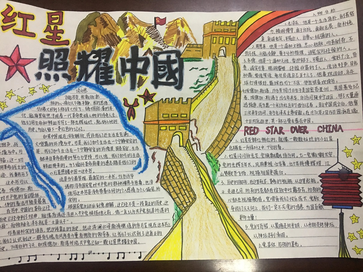 红星照耀中国初中生精美手抄报