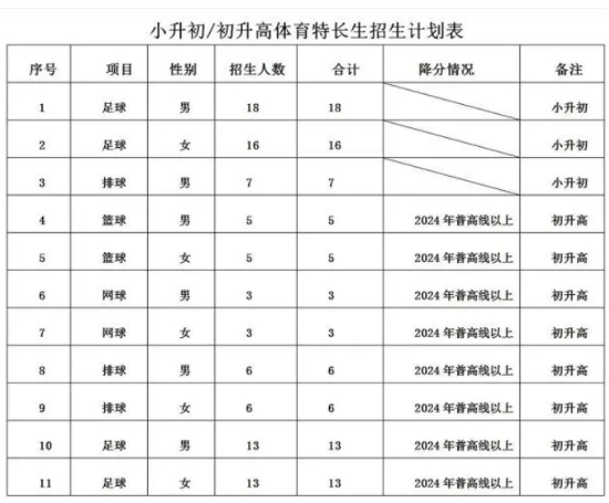 2024年云南昆明师大附中呈贡学校中考体育特长生招生计划