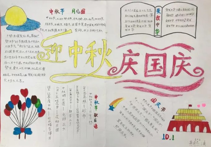 庆国庆迎中秋节手抄报图片简单又漂亮