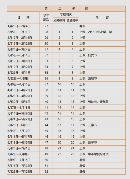 2022-2023年佛山中小学校历 寒暑假放假时间