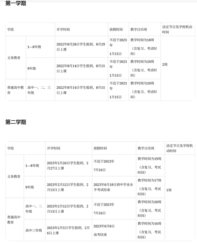 2022云南中小学暑假开学时间