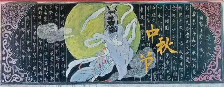 2021年中秋节精美初中生黑板报
