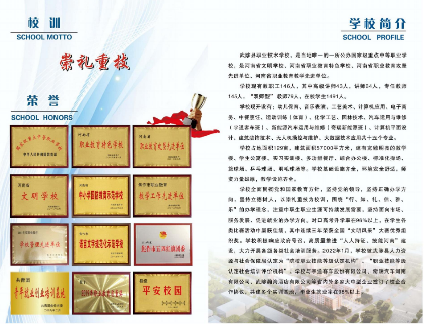 武陟县职业技术学校招生章程