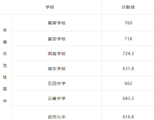 2021武冈中考各高中录取分数线