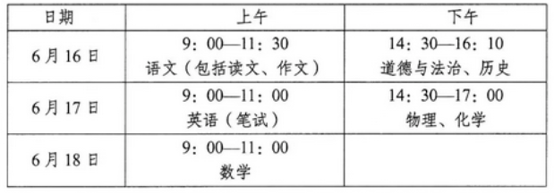 2024南通中考时间是什么时候 各科目考试时间安排
