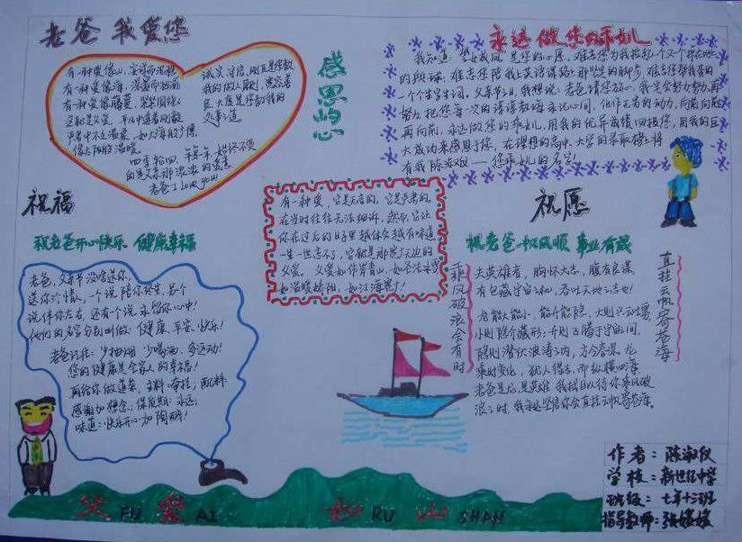 2023父亲节手抄报简笔画图片