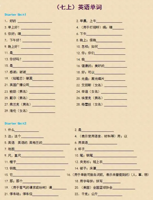 初一到初三单词表打印版及单词学习方法