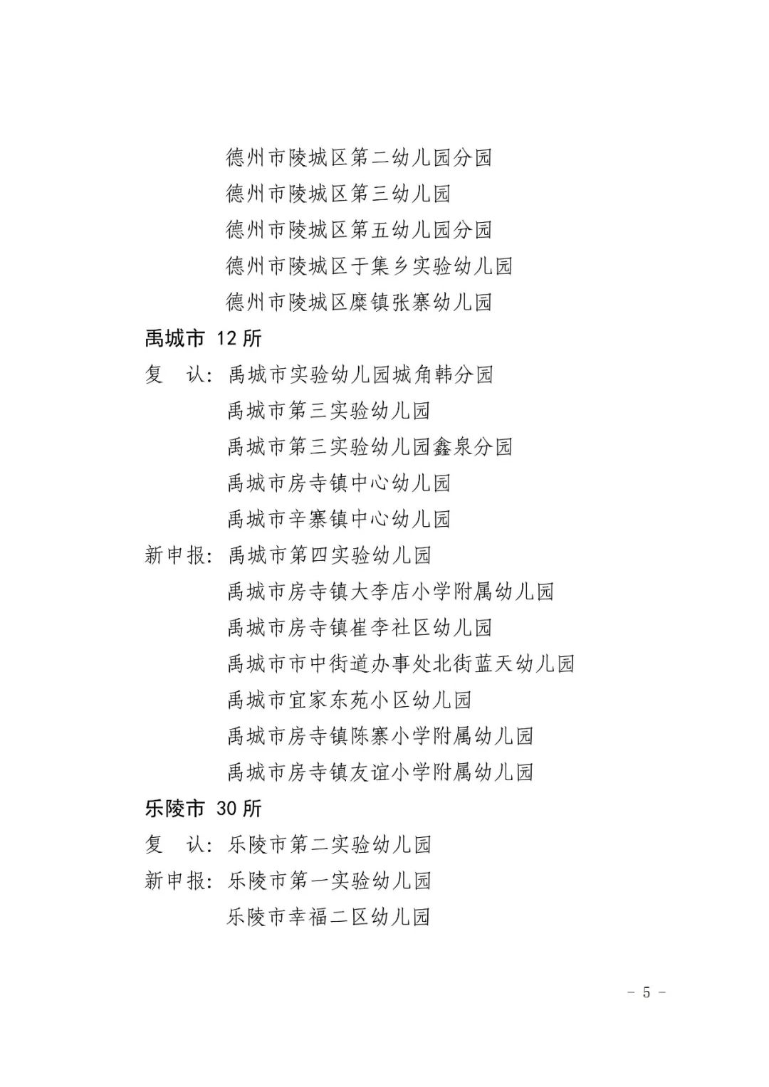 2023德州省级一类幼儿园名单