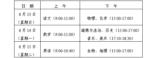 2021日照中考时间