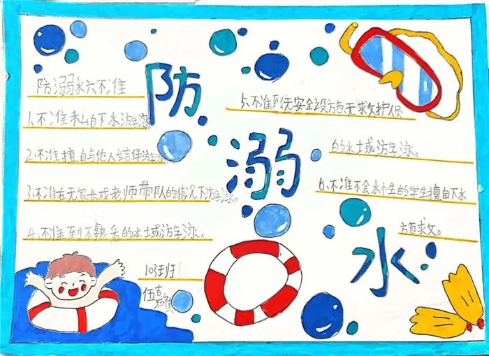 防溺水手抄报模板可打印无水印